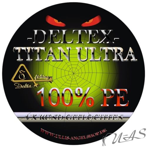 DELTEX Titan Ultra 100/% PE High Tec 4 fach Rund Geflochtene Angelschnur Auswahl