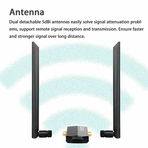 1200Mbps Long Range AC1200 Dual Band 5GHz Wireless USB 3.0 WiFi Adapter Antennas