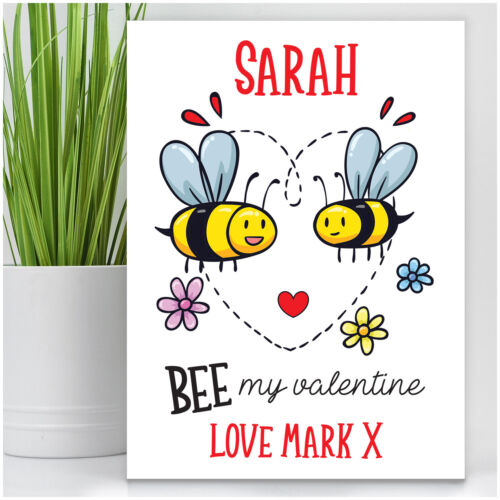 Personnalisé Bee My Valentine cadeaux pour elle lui copine boyfriend femme couple