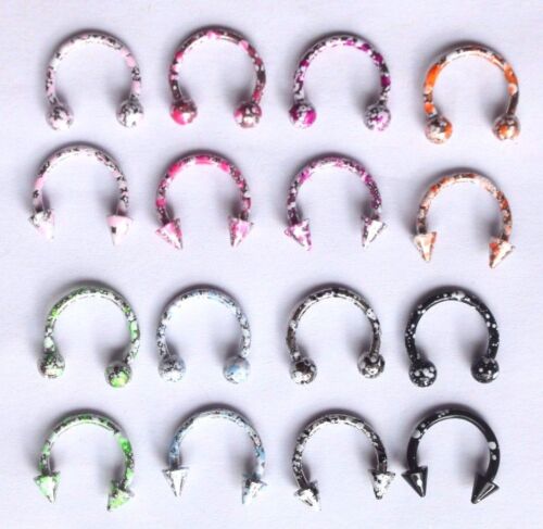 16g Speckled Color Splatter Earring Hoop HORSESHOE ring bar Conch Helix Tragus