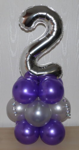 SILVER FOIL BALLOON DISPLAY PARTY 2nd BIRTHDAY TABLE CENTREPIECE AGE 2