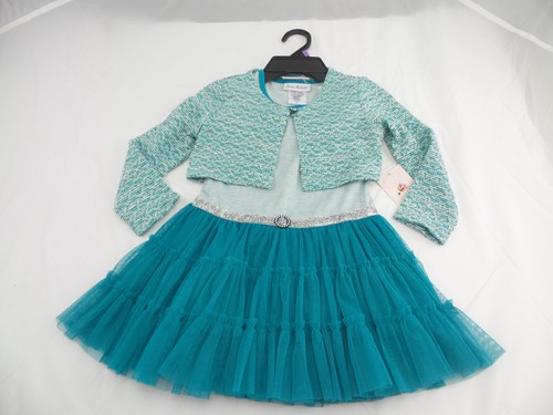 Jona Michelle Girls Cap Sleeve Part Dress With Long Sleeve Bolero Jacket 3T NWT