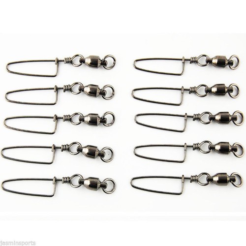 100pcs//set Stainless High Strength Fishing Ball Bearing Swivel w// Coastlock Snap