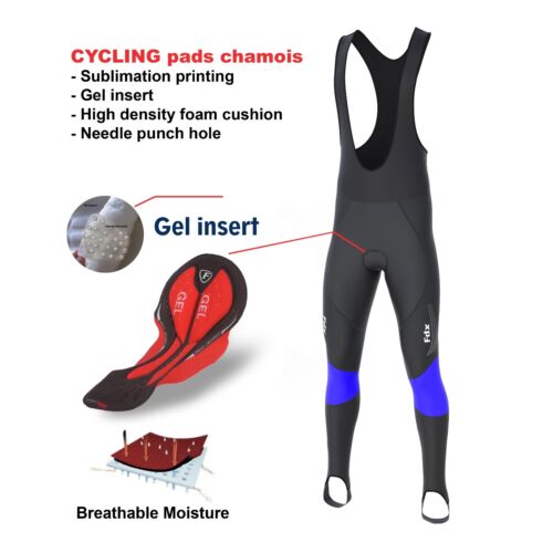 FDX Homme thermodream cycling bib tights winter Thermal Gel Rembourré Cyclisme Collants