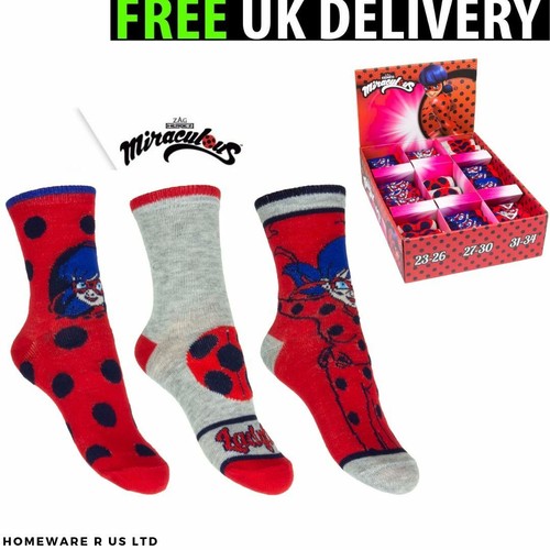 Ufficiale miracoloso Rosso Coccinella Bambini 6-8 9-12 13-3 Le Ragazze Calzini 1 PAIA Pack