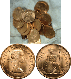 1966 Great Britain Large Penny 50 Coin Lot Uncirculated KM# 897