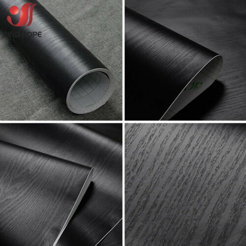 Self Adhesive Film Black Wood Grain Contact Paper Wood Peel and Stick Wallpaper