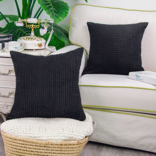 CaliTime Pillow Shells Cushion Covers Solid Soft Corduroy Corn Stripes 18" X 18" 