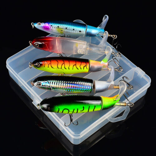 5pcs With Box Whopper Plopper Floating Popper Fishing Lure Wobbler Rotating Tail
