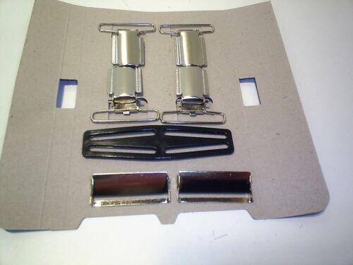 replacement set of trouser braces clips spacer bar and adjusters oblong  shape 