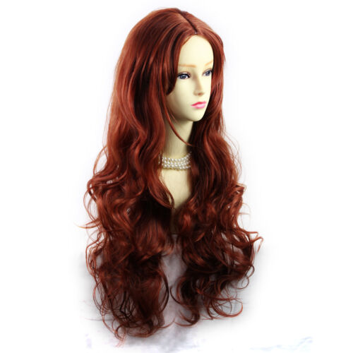 parte superior de piel de pelo ondulado peluca Wiwigs Hermoso Largo Rizado Cobre Rojo Marrón Medio
