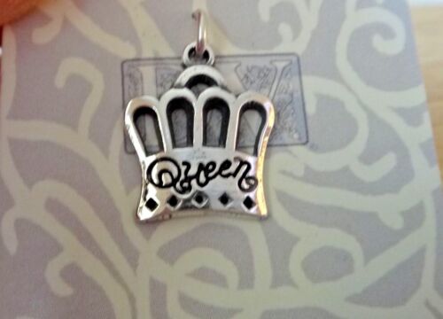 Sterling Silver 17x15mm Homecoming says Queen on a Crown Charm 