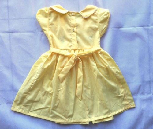 Girl/'s Hand-Made Embroidery Peter Pan Collar Short Sleeve Yellow Dress