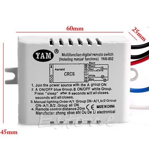 1//2//3 Channel Lumière Télécommande sans fil commutateur Récepteur Transmetteur