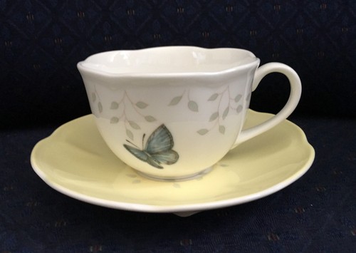 NWT Lenox Butterfly Meadow Colors YELLOW Set of 4 Cup and Saucer Sets PERFECT