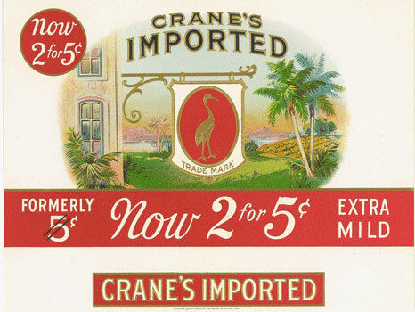 Crane's Imported House of Crane Indiana cigar label 
