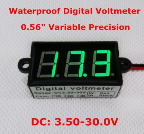 Waterproof Digital LED DC Volt Meter Voltmeter Panel Mount 12V 24V car Battery 