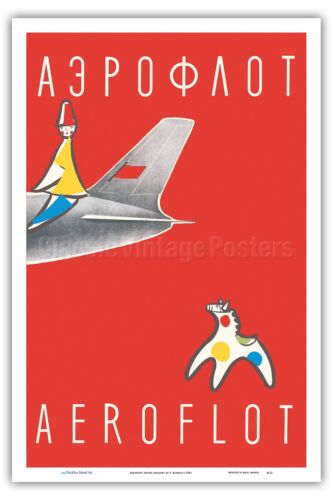 Y Blumin 1961 Vintage Airline Travel Poster Print Aeroflot Soviet Airlines 
