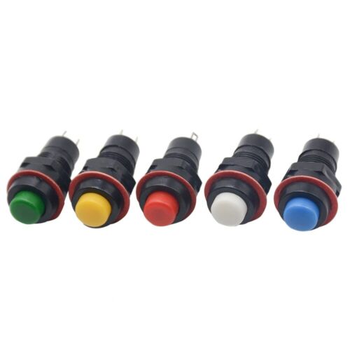 10mm Round Push Button Momentary Self Reset Switch White Red Green Blue Yellow 