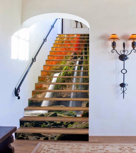 3D Fall waterfall Stair Risers Decoration Photo Mural Vinyl Decal Wallpaper AU