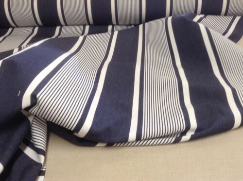 French Woven Sam original Cotton Stripe Curtain/Craft/Upholstery Fabric Navy/Red