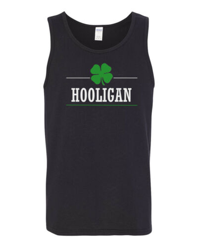 Mens Tank Top Hooligan T Shirt Lucky Green Clover St Patricks Day Irish Shamrock