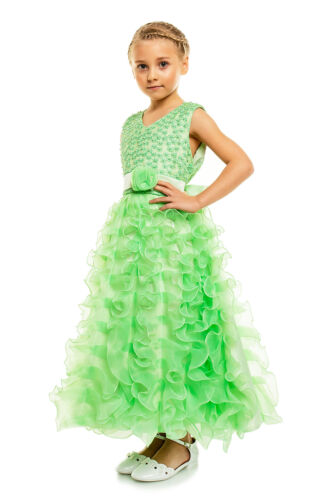 Details about  / Girls Party Dress Pink Purple Green Ivory Red Peach 2 3 4 5 6 7 8 Year