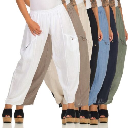 Pantalones orientales pantalón cagado ballonhose Pump pantalones aladinhose 100/% lino verano
