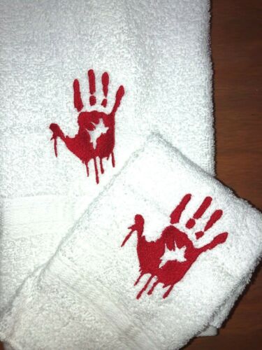 Hand Towel Embroidered Bathroom Towel Cloth Set Halloween   BLOODY HANDPRINT 
