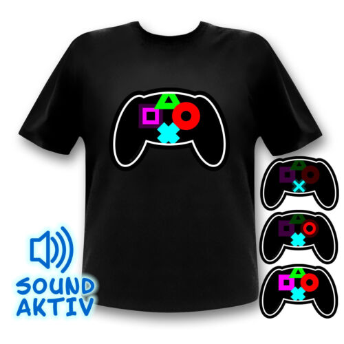 LED T-Shirt für Gamer Leuchtshirt für Zocker Geekshirt Gambershirt Controler