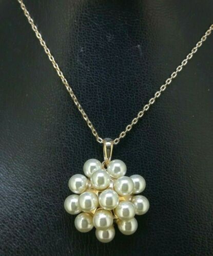 Elegant 18k 18CT Yellow Gold Filled GF Pearl Ball Pendant Necklace N-A825 