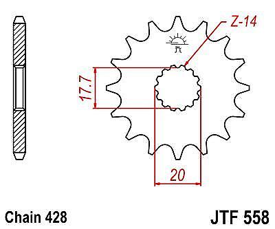 JT Front Drive Sprocket JTF558 14t fits Yamaha YZ85 02-12