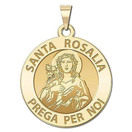 3/4 Inch Size of a Nickel Custom Engraved Santa Rosalia Religious Medal Sterl 