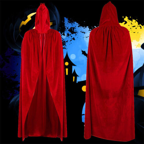 Velvet Hooded Cloak Cape Medieval Pagan Witch Wicca Vampire Halloween Costume