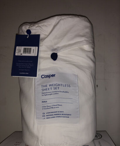 Casper Weightless White Long Staple Cotton Sheet Set 4 pc. FULL. BRAND NEW