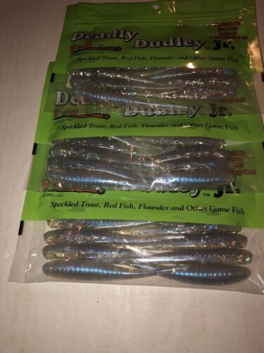 3 Pack Lot Deadly Dudley Jr Rat Tail Soft Plastic Baits Blue Moon GREAT LURES!