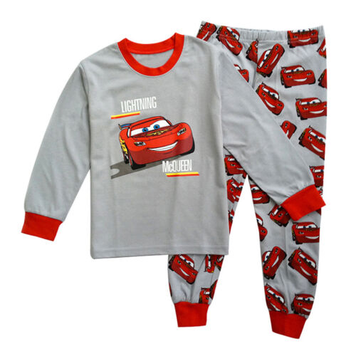 Kid Boy Cartoon Lightning McQueen Pajama Long Sleeve Tops Pants Set Nightwear