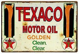 VINTAGE STYLE METAL SIGN Texaco Motor Oil Gas Station 18"x30" 