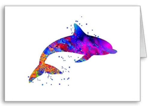 Dolphin Family Card Watercolour Blank Notelet Birthday ? 