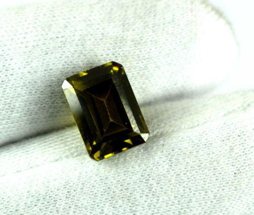 Green Tourmaline Natural 7-9 Carat Untreated Gemstone Emerald Cut AGI Certified