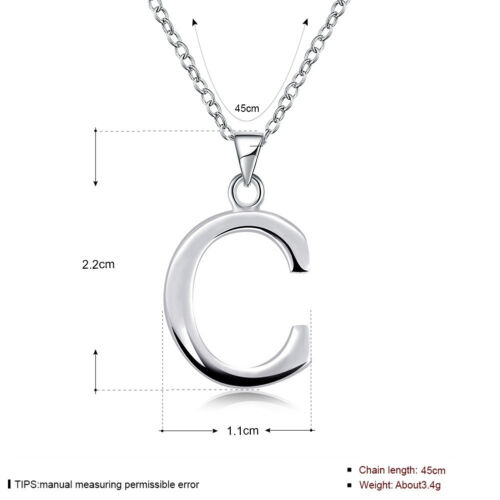 Fashion Jewelry Gifts 925 Silver Lovely A-Z Letter Pendant Women Necklace N966