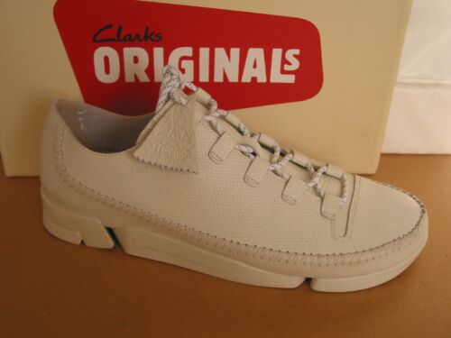 Nuevo CLARKS ORIGINALS trigenic Flex 2 De Cuero Blanco Zapatillas Zapatos Vario Tamaño