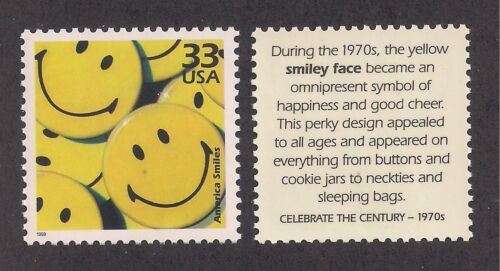 POSTAGE STAMP 1970/'s SMILEY FACE BUTTONS U.S MINT CONDITION