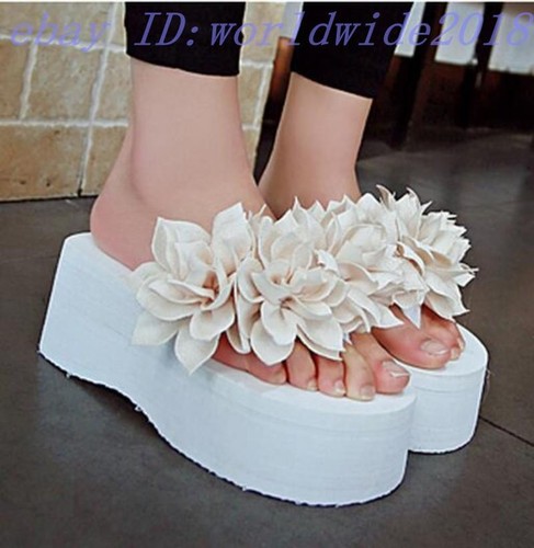 Freizeit Plateauschuhe Hausschuhe Damen Schuhe Pantoletten Blume Sandalen Strand