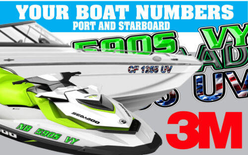 Mystic Blue Custom Boat Registration Number Decals Vinyl Lettering Stickers