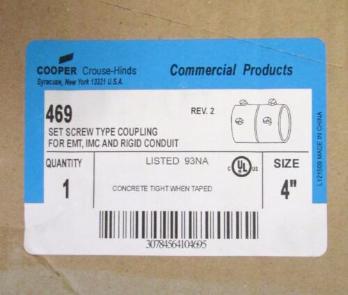 Details about  / COOPER CROUSE HINDS 469 Set Screw Type 4/" Coupling