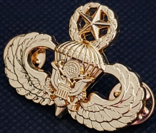 Airborne MASTER Jump Wing Badge US Army Eagle Parachute Military GOLD PLATED Pin