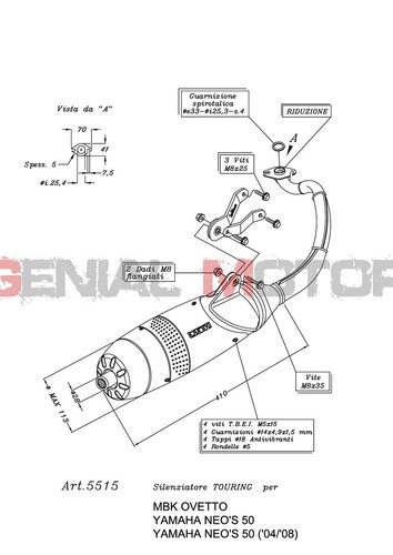 Scarico Completo Leovince Touring Acciaio Yamaha Neo S 50 2008 08
