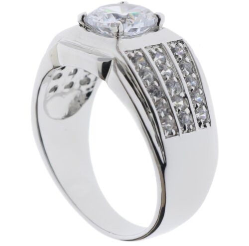 Details about  / Rock Solid 6 carat cz Mens ring Rhodium Overlay size 12 T6