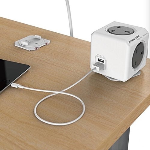 Allocacoc PowerCube Extended USB 3 Metre UK POWER SOCKET WITH 2 BUILT-IN USB...